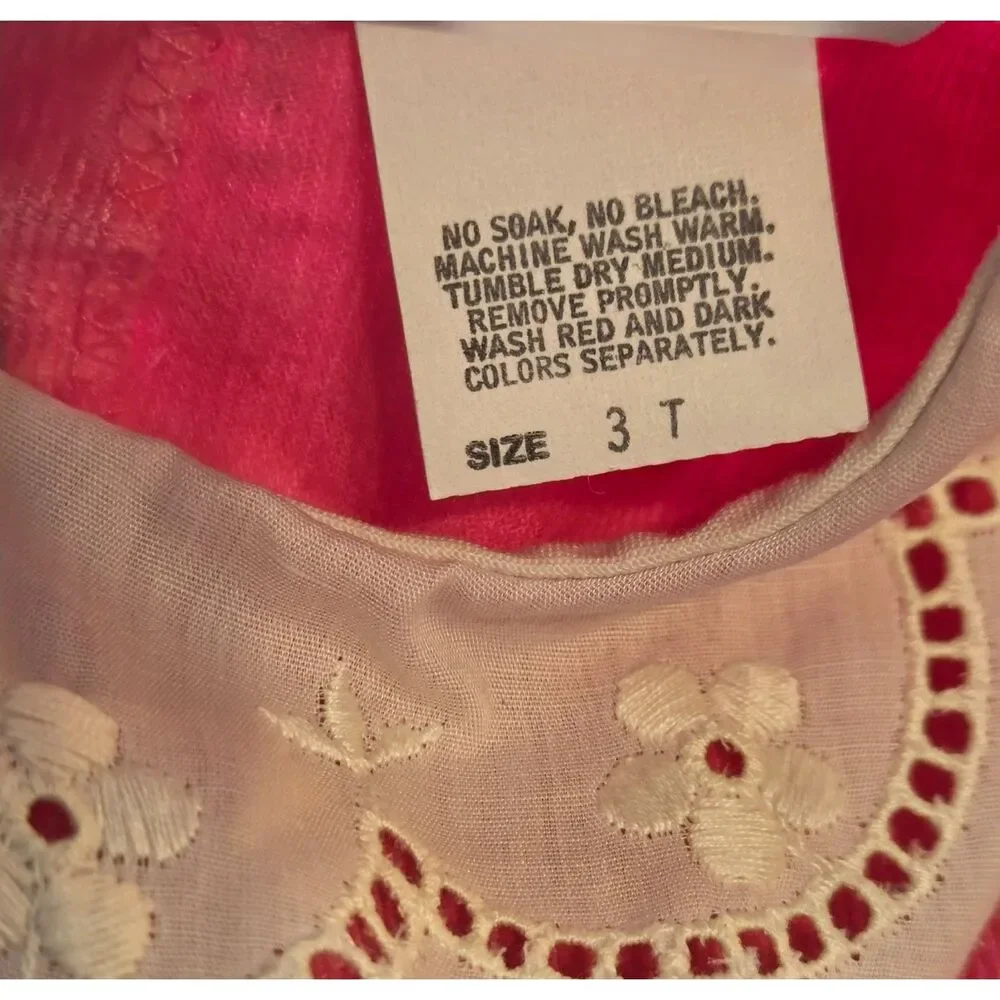 Vintage Pink Osh Kosh B'Gosh Corduroy 2T Dress Lace Peter Pan Collar